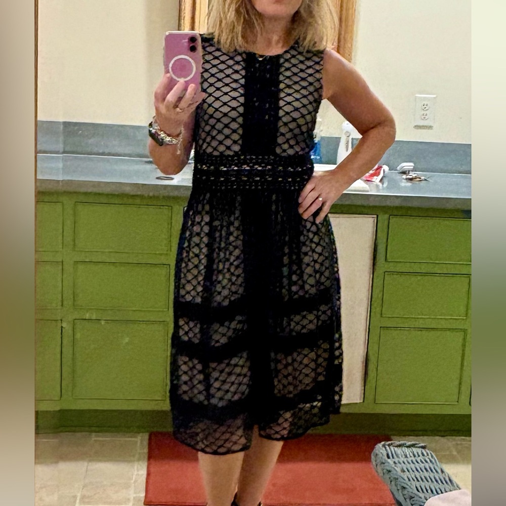 Sundance Navy Lace Midi Dress